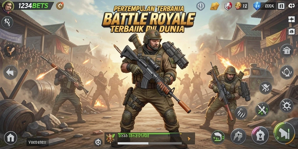 Tangkapan layar gameplay Battle Royale 1234BETS yang intens dan mendebarkan.
