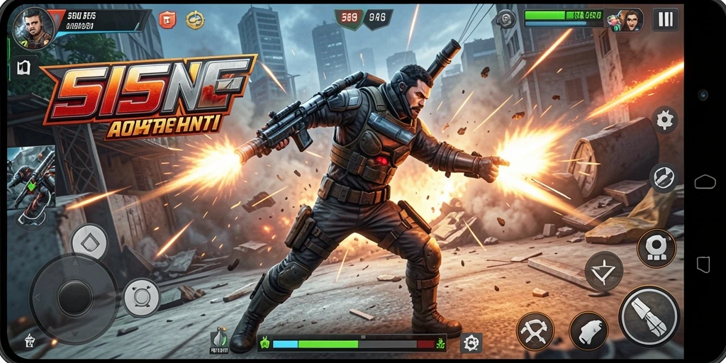 Tampilan gameplay mendebarkan dari 555F dengan pertarungan aksi dinamis.