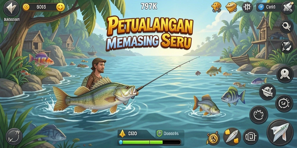 Tampilan screenshot dari gameplay seru dalam game memancing 797K.