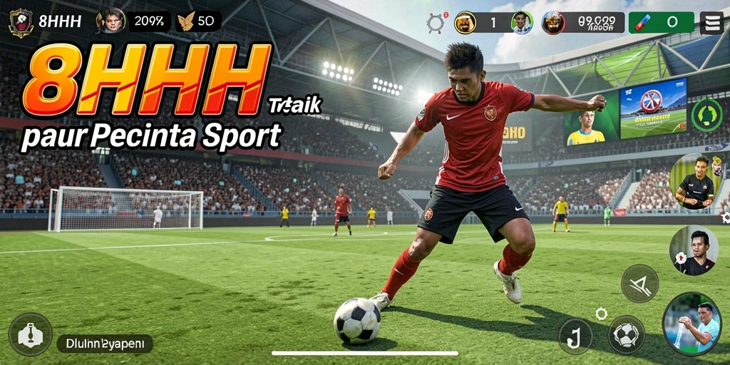 Tangkapan layar utama gameplay <strong>8HHH</strong> menampilkan aksi seru dalam pertandingan olahraga.