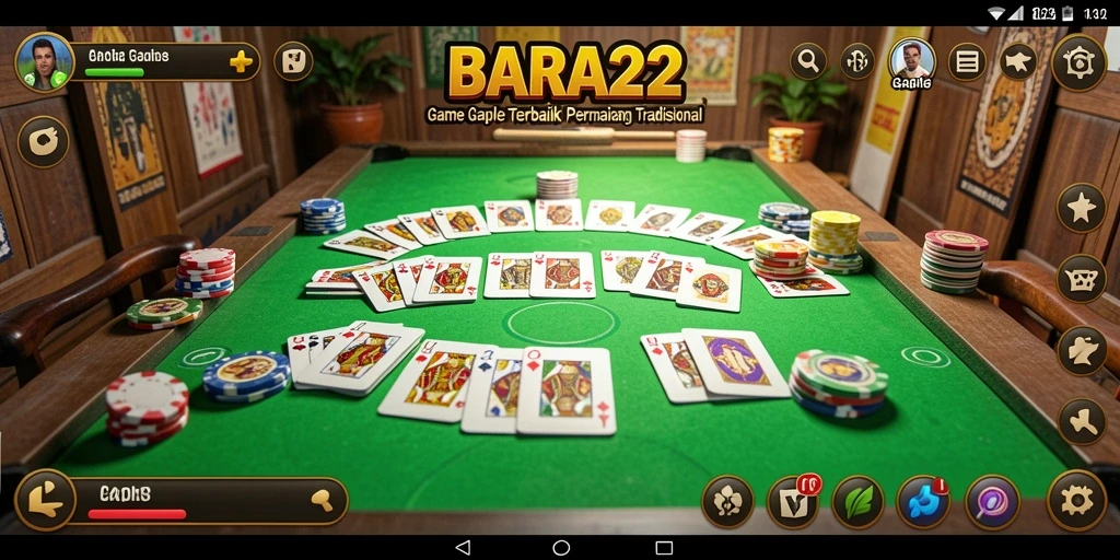 Screenshot gameplay BARA22 yang menampilkan suasana seru bermain Gaple.