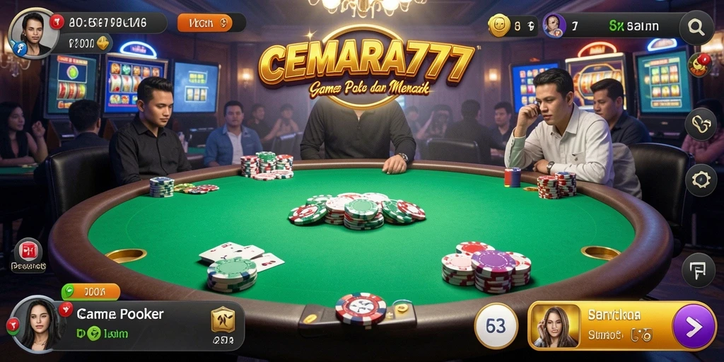 Screenshot menunjukkan pemain asyik bermain poker di CEMARA777.