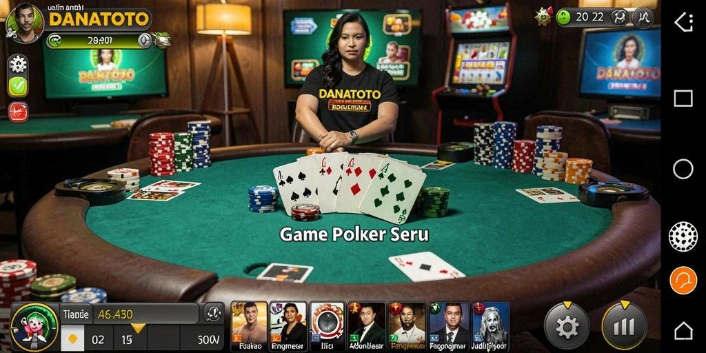 Tampilan gameplay <strong>DANATOTO</strong> saat bermain poker secara online.