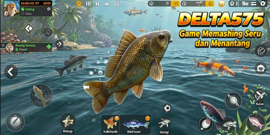 Tampilan gameplay memancing yang menantang dan realistis.