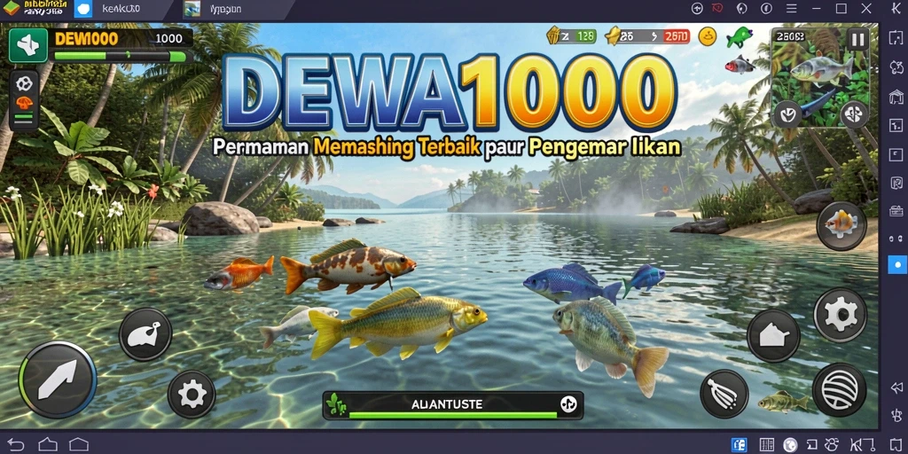 Tampilan gameplay DEWA1000 yang menarik saat menangkap ikan.