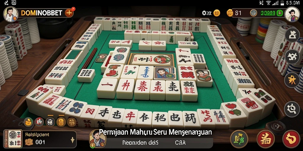 Screenshot gameplay DOMINOBET yang menampilkan momen mendebarkan di meja Mahjong.