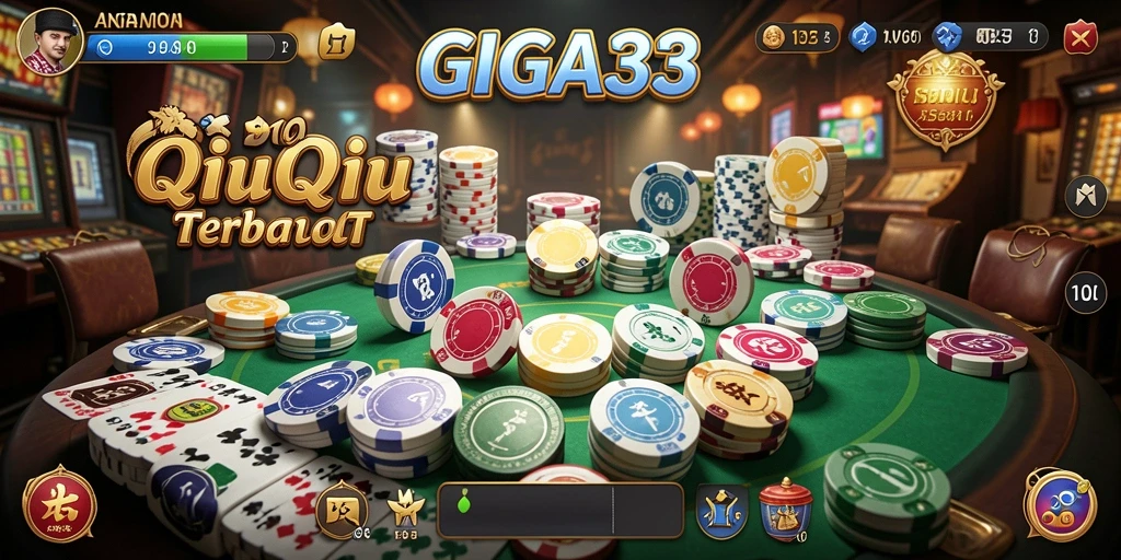Tampilan gameplay seru dalam GIGA33 dengan kartu QiuQiu.