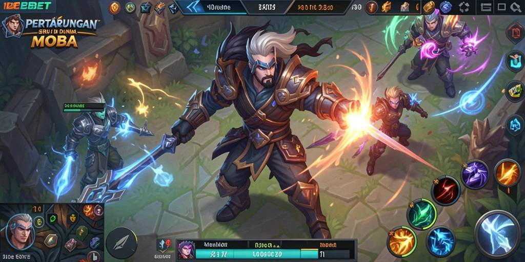 Screenshot gameplay IDEBET menampilkan pertarungan tim yang intens.