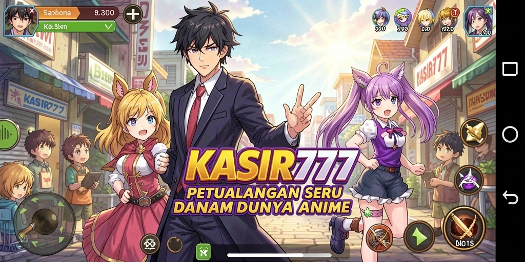 Screenshot gameplay KASIR777 menampilkan karakter anime yang menarik.