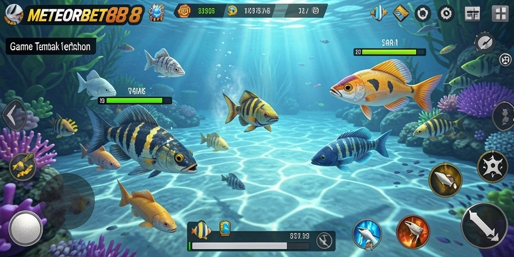 Tampilan gameplay seru dari METEORBET88 saat menembak ikan.