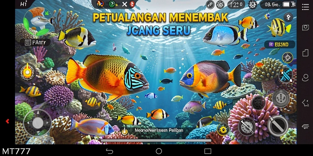 Gameplay MT777 menembak ikan yang seru dan penuh warna.