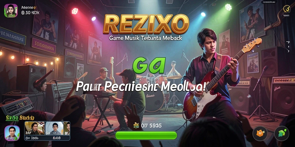 Screenshot gameplay REZIXO menunjukkan momen seru dalam bermain musik.
