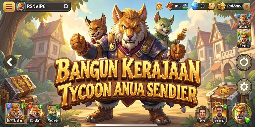 Tampilan gameplay RSNVIP6 saat membangun kerajaan bisnis.