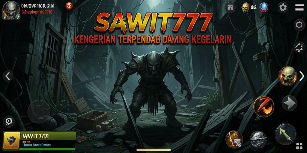 Screenshot menampilkan gameplay menegangkan di dunia kelam SAWIT777.