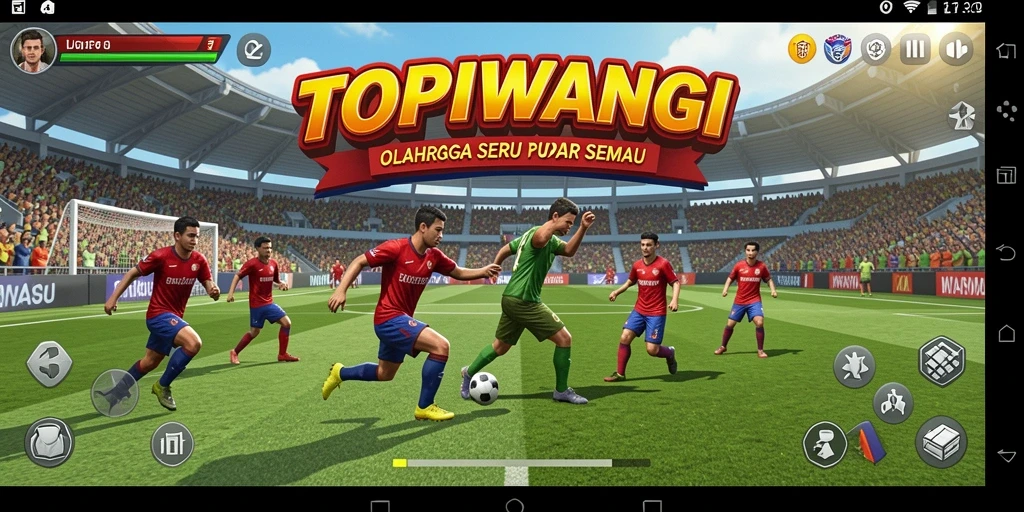 Tampilan gameplay seru dalam permainan olahraga TOPIWANGI.