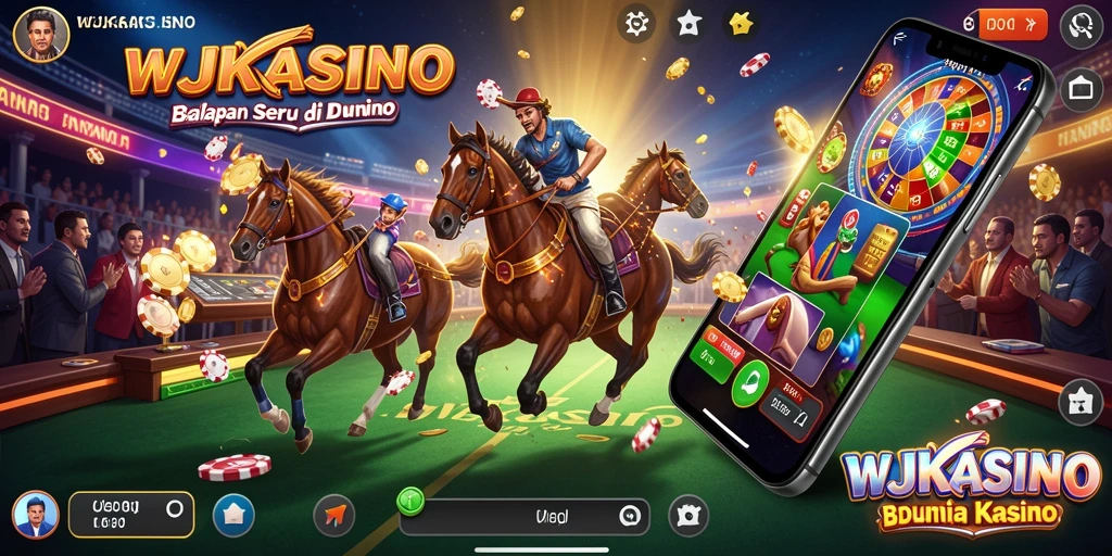 Screenshot gameplay WJKASINO dengan aksi balapan yang mendebarkan.